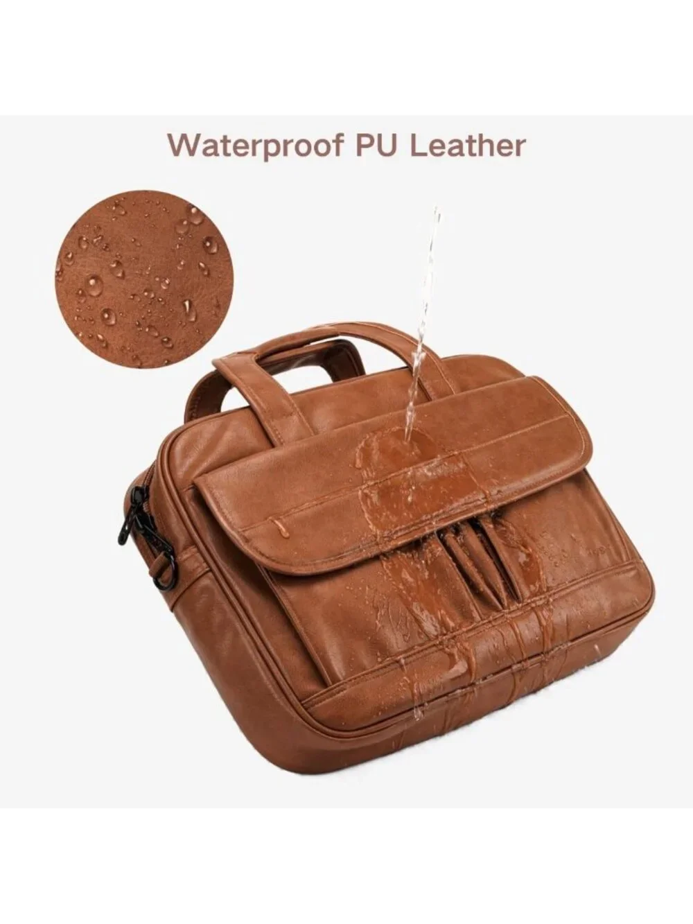 Stylish Brown Leather Laptop Bag for Men, 15.6